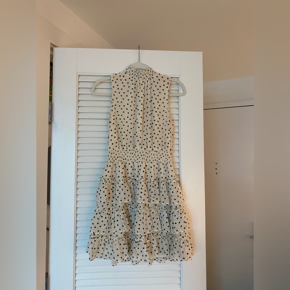 Express Cream and Black Polka Dot Dress